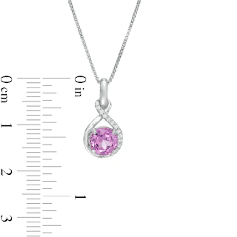 Lab-Created Pink and White Sapphire Infinity Drop Pendant and Drop Earrings Set in Sterling Silver|Peoples Jewellers