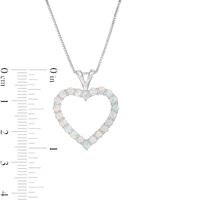 Lab-Created Opal Heart Outline Pendant in Sterling Silver|Peoples Jewellers