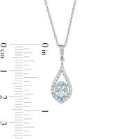 Oval Aquamarine and Lab-Created White Sapphire Teardrop Pendant in Sterling Silver|Peoples Jewellers