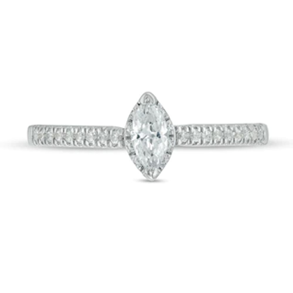 0.37 CT. T.W. Marquise Diamond Hidden Frame Engagement Ring in 10K White Gold|Peoples Jewellers