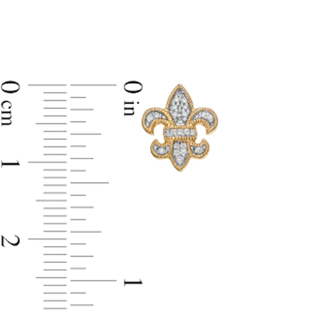 Men's 0.085 CT. T.W. Diamond Milgrain Fleur-de-Lis Stud Earrings in 10K Gold|Peoples Jewellers