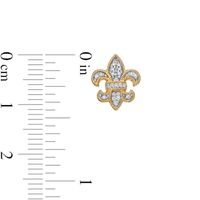 Men's 0.085 CT. T.W. Diamond Milgrain Fleur-de-Lis Stud Earrings in 10K Gold|Peoples Jewellers