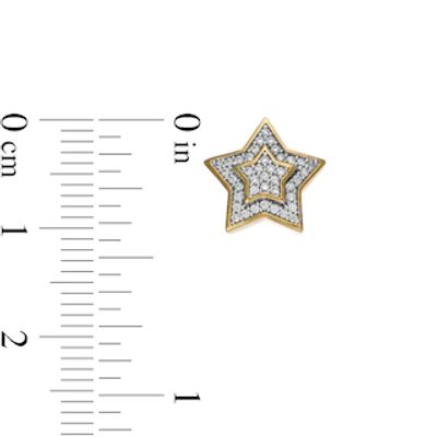 Men's 0.23 CT. T.W. Star Composite Diamond Frame Two-Tier Stud earrings in 10K Gold|Peoples Jewellers