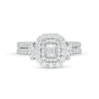 0.70 CT. T.W. Emerald-Cut Diamond Vintage-Style Bridal Set in 14K White Gold|Peoples Jewellers