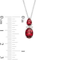 Oval and Pear-Shaped Garnet with Lab-Created White Sapphire Duo Pendant in Sterling Silver|Peoples Jewellers