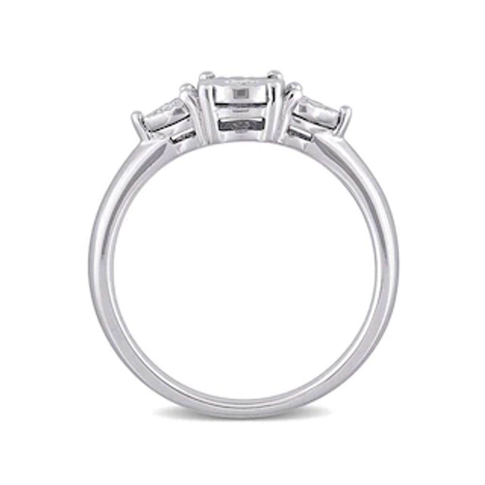 0.10 CT. T.W. Diamond Three Stone Heart Sides Promise Ring in Sterling Silver|Peoples Jewellers