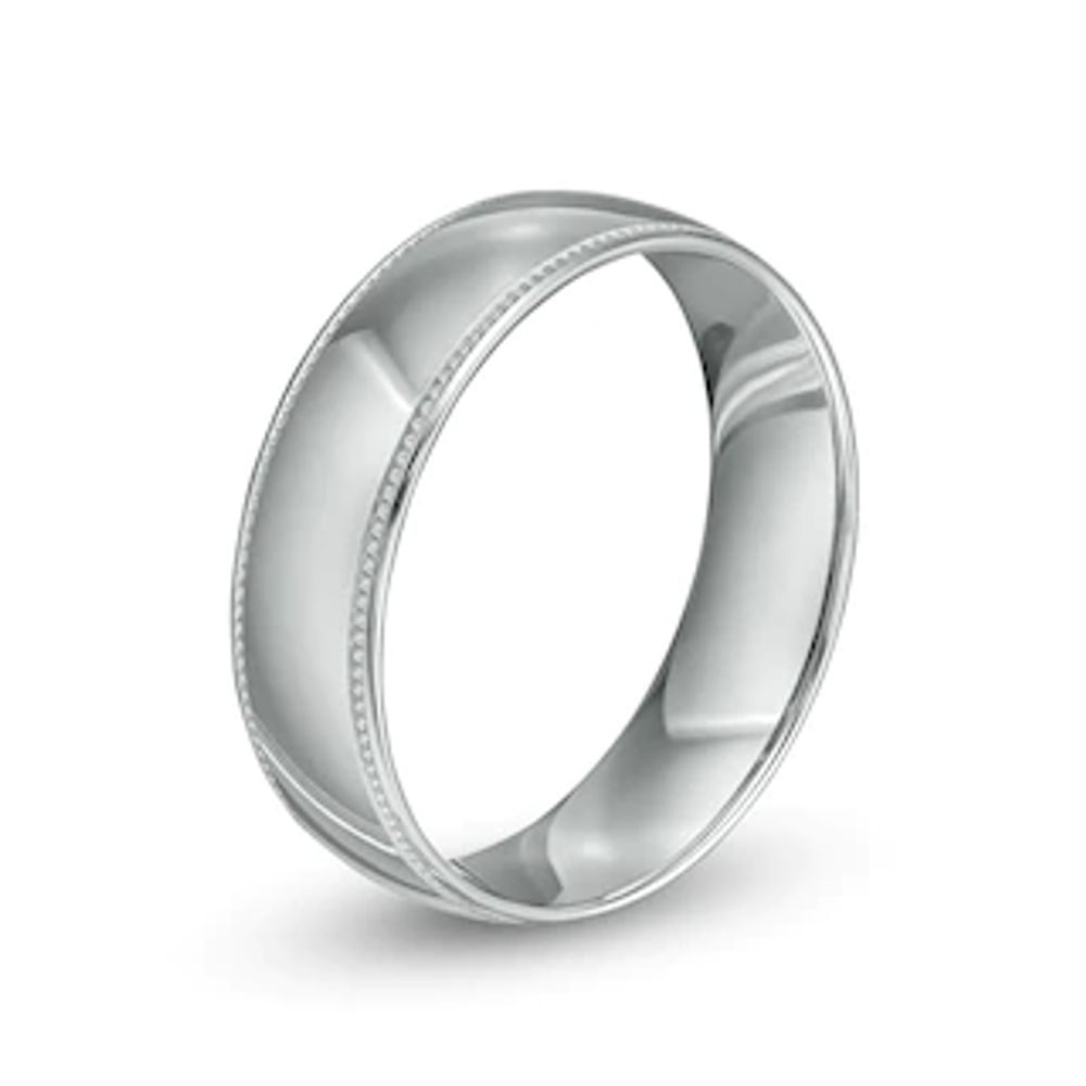 Men's 6.0mm Coin Edge Wedding Band in 14K White Gold|Peoples Jewellers
