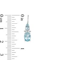 Oval and Pear-Shaped Aquamarine with Lab-Created White Sapphire Duo Drop Earrings in Sterling Silver|Peoples Jewellers