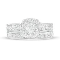 2.00 CT. T.W. Certified Canadian Diamond Cushion Frame Bridal Set in 14K White Gold (I/I2)|Peoples Jewellers
