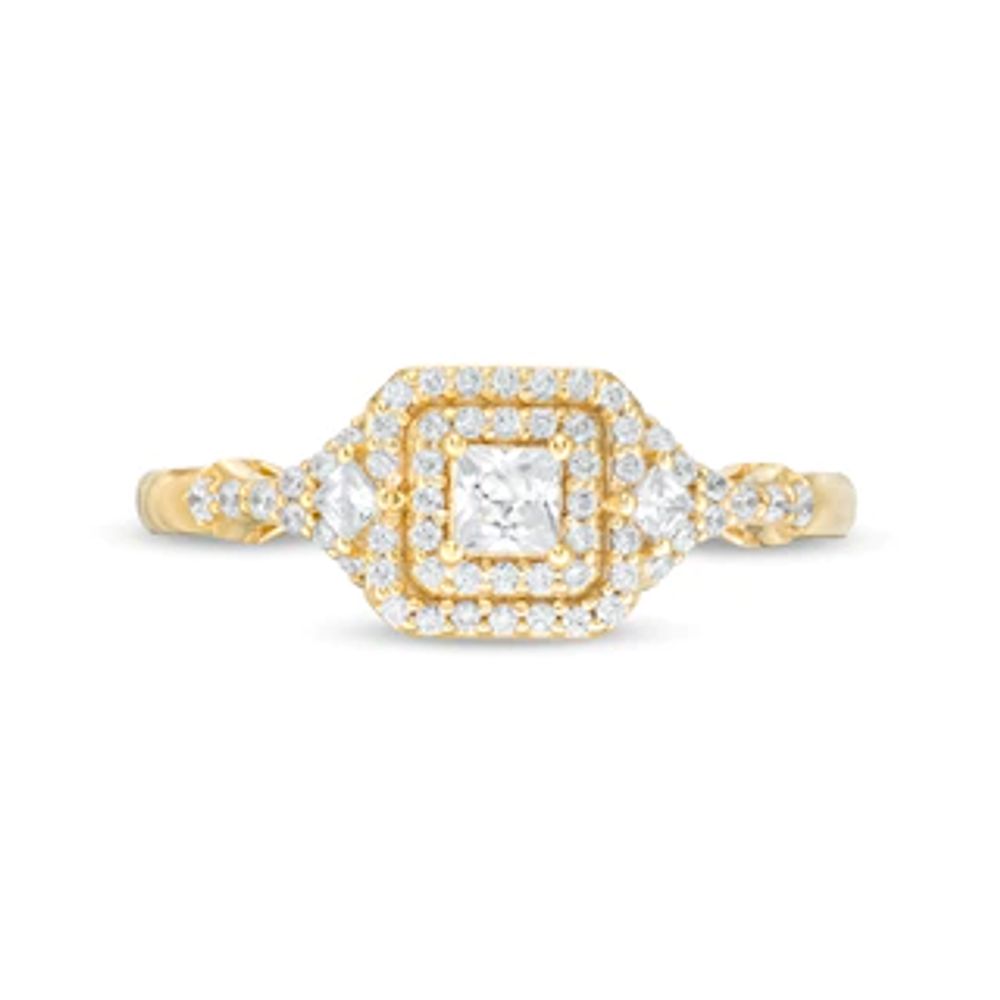 0.30 CT. T.W. Princess-Cut Diamond Double Frame Engagement Ring in 14K Gold|Peoples Jewellers