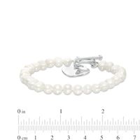 5.0-6.0mm Freshwater Cultured Pearl Strand Bracelet with Sterling Silver Heart Charm and Toggle Clasp-7.5"|Peoples Jewellers