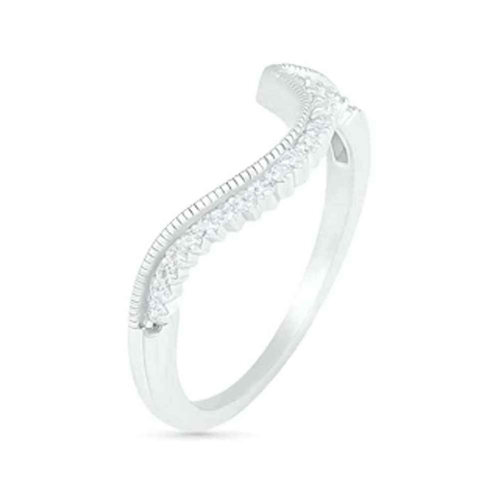7.0mm Lab-Created White Sapphire Sunburst Bypass Frame Vintage-Style Bridal Set in Sterling Silver|Peoples Jewellers