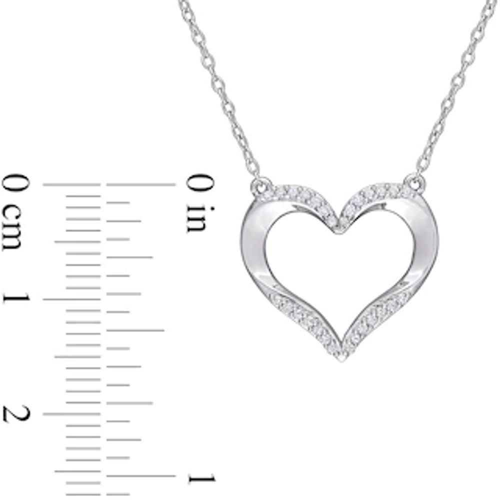 0.14 CT. T.W. Diamond Heart Necklace in Sterling Silver - 17"|Peoples Jewellers