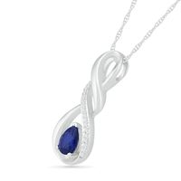 Pear-Shaped Lab-Created Blue and White Sapphire Cascading Infinity Pendant in Sterling Silver|Peoples Jewellers