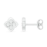 Lab-Created White Sapphire Flower Stud Earrings in Sterling Silver|Peoples Jewellers