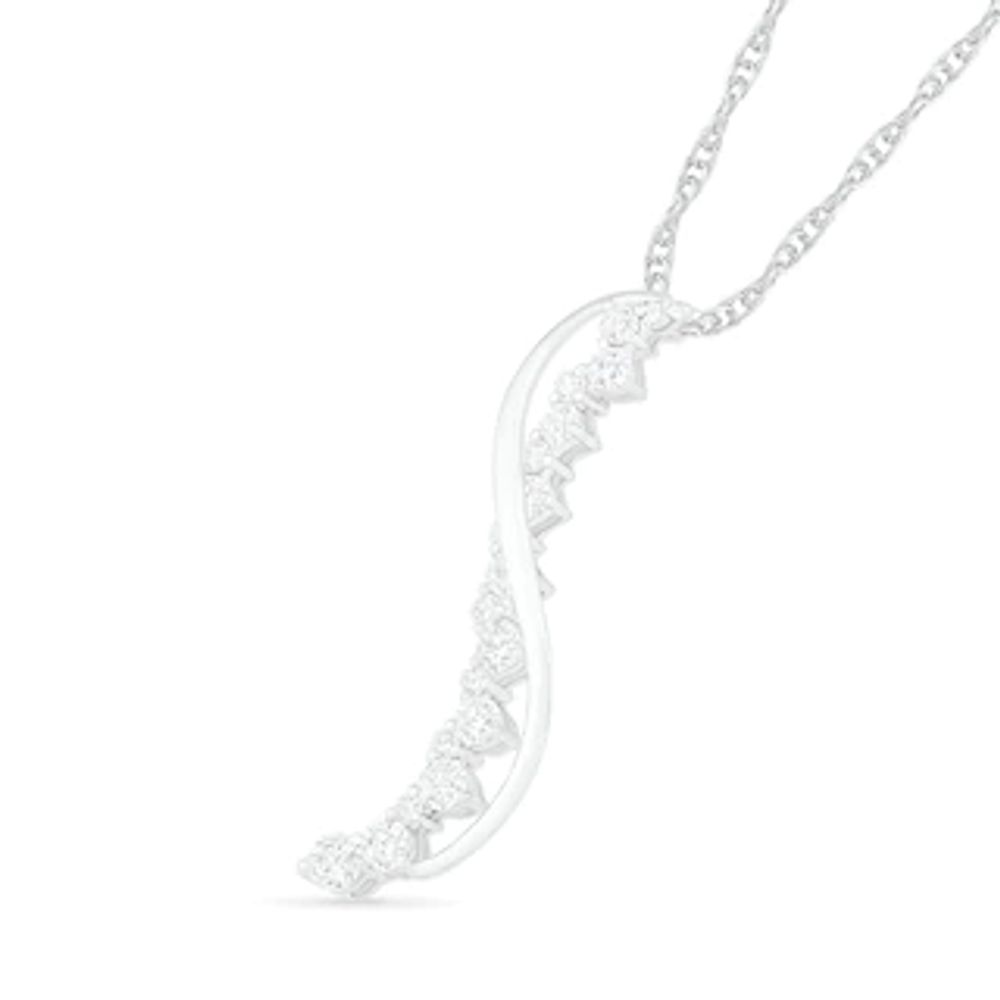 Journey Lab-Created White Sapphire Swirl Ribbon Overlay Pendant in Sterling Silver|Peoples Jewellers