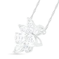 Pear-Shaped and Marquise Lab-Created White Sapphire Leaf Cluster Necklace in Sterling Silver|Peoples Jewellers