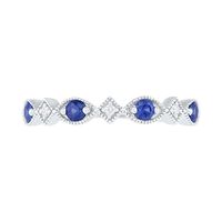 Lab-Created Blue Sapphire and Diamond Accent Alternating Art Deco Vintage-Style Band in 10K White Gold|Peoples Jewellers