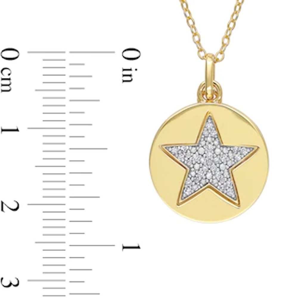 0.10 CT. T.W. Diamond Star Cutout Disc Pendant in Sterling Silver with Yellow Rhodium|Peoples Jewellers