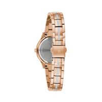 Ladies' Bulova Phantom Crystal Accent Rose-Tone Watch with Brown Mother-of-Pearl Dial (Model: 98L284)|Peoples Jewellers