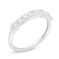 0.30 CT. T.W. Baguette and Round Diamond Zig-Zag Anniversary Band in 14K White Gold|Peoples Jewellers