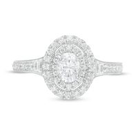 Vera Wang Love Collection 0.69 CT. T.W. Diamond Double Oval Frame Engagement Ring in 14K White Gold|Peoples Jewellers