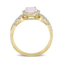 6.0mm Opal and 0.16 CT. T.W. Diamond Frame Infinity Shank Promise Ring in 10K Gold|Peoples Jewellers