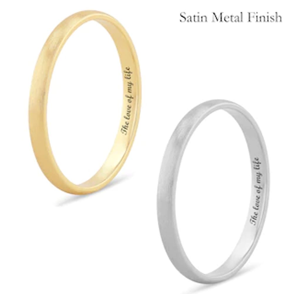 Ladies's 2.0mm Engravable Semi Comfort-Fit Low Dome Wedding Band in 10K White, Yellow or Rose Gold (1 Line)|Peoples Jewellers