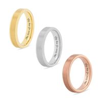 Men's 5.0mm Engravable Brushed Inlay Bevelled Edge Comfort-Fit Wedding Band in White, Yellow or Rose Tungsten (1 Line)|Peoples Jewellers