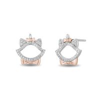 Disney Treasures Aristocats 0.085 CT. T.W. Diamond Marie Outline Stud Earrings in Sterling Silver and 10K Rose Gold|Peoples Jewellers