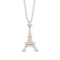 Disney Treasures Aristocats 0.04 CT. T.W. Diamond Eiffel Tower Pendant in Sterling Silver and 10K Rose Gold - 19"|Peoples Jewellers