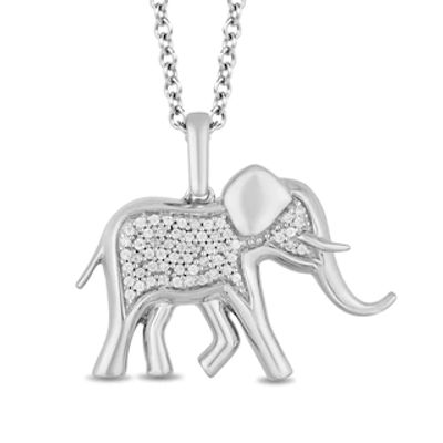 Disney Treasures The Lion King 0.085 CT. T.W. Diamond Elephant Pendant in Sterling Silver - 19"|Peoples Jewellers
