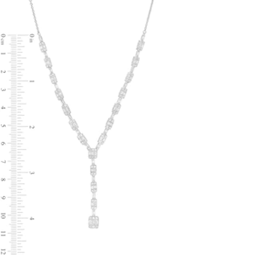 2.00 CT. T.W. Baguette and Round Diamond "Y" Necklace in 10K White Gold|Peoples Jewellers
