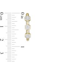 0.20 CT. T.W. Composite Diamond Hexagon Linear Three Stone Hoop Earrings in 10K Gold|Peoples Jewellers