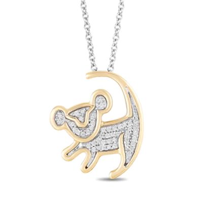 Disney Treasures The Lion King 0.085 CT. T.W. Diamond "Simba" Symbol Pendant in Sterling Silver and 10K Gold - 19"|Peoples Jewellers