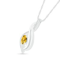 Oval Citrine and 0.04 CT. T.W. Diamond Flame Drop Pendant in Sterling Silver|Peoples Jewellers