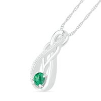 5.0mm Lab-Created Emerald and 0.04 CT. T.W. Diamond Braid Infinity Pendant in Sterling Silver|Peoples Jewellers