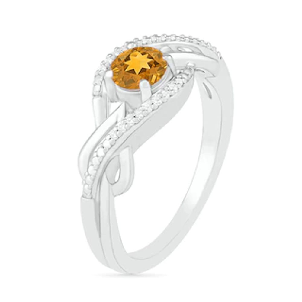5.0mm Citrine and 0.04 CT. T.W. Diamond Layered Infinity Braid Ring in Sterling Silver|Peoples Jewellers