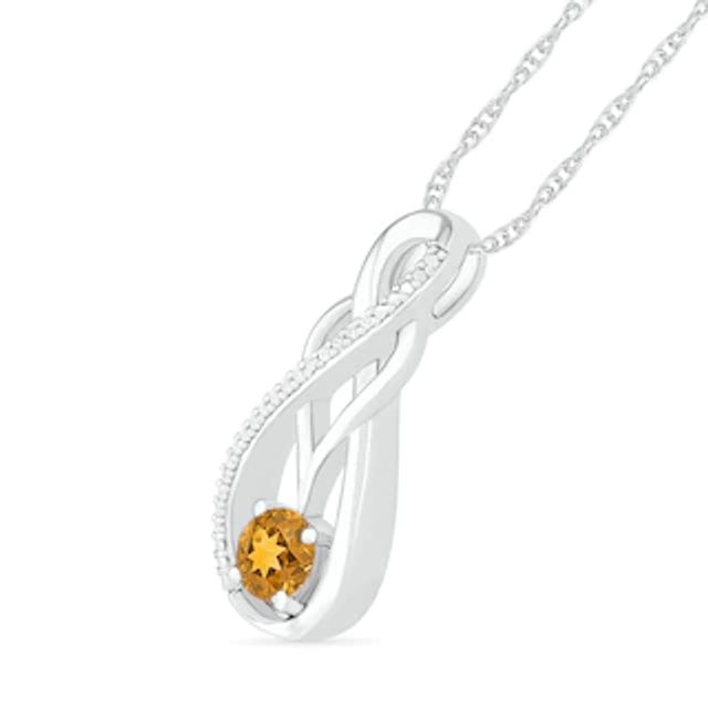 Citrine and 0.04 CT. T.W. Diamond Overlay Infinity Pendant in Sterling Silver|Peoples Jewellers