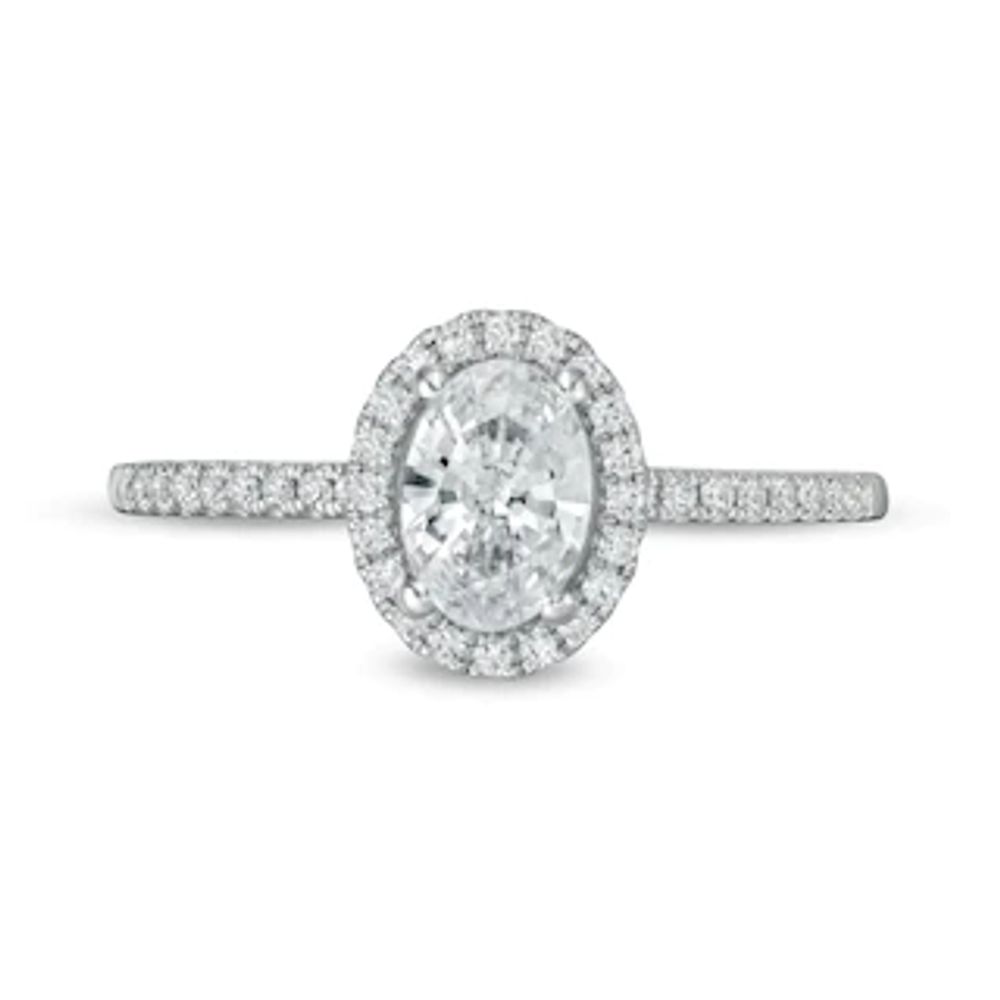 0.88 CT. T.W. Oval Diamond Frame Engagement Ring in 14K White Gold|Peoples Jewellers