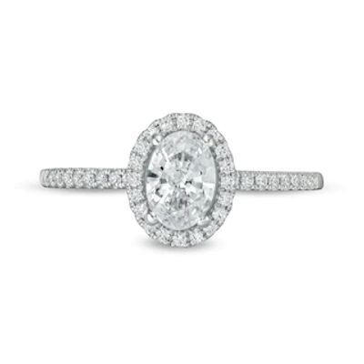 0.88 CT. T.W. Oval Diamond Frame Engagement Ring in 14K White Gold|Peoples Jewellers