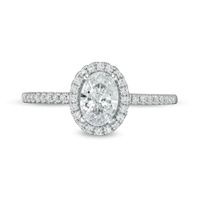 0.88 CT. T.W. Oval Diamond Frame Engagement Ring in 14K White Gold|Peoples Jewellers