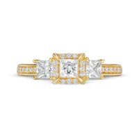 0.95 CT. T.W. Princess-Cut Diamond Frame Past Present Future® Engagement Ring in 14K Gold|Peoples Jewellers