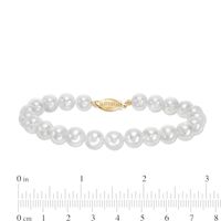 IMPERIAL® 7.0-8.0mm Freshwater Cultured Pearl Strand Bracelet with 14K Gold Fish-Hook Clasp-7.5"|Peoples Jewellers