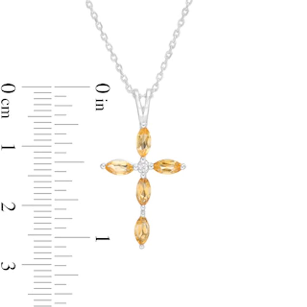 Marquise Citrine and Diamond Accent Cross Pendant in 10K White Gold|Peoples Jewellers