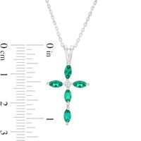 Marquise Lab-Created Emerald and Diamond Accent Cross Pendant in 10K White Gold|Peoples Jewellers