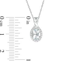 Oval Aquamarine and 0.08 CT. T.W. Diamond Frame Twisted Split Bail Pendant in 10K White Gold|Peoples Jewellers