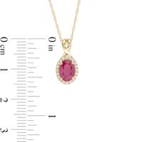 Certified Oval Ruby and 0.08 CT. T.W. Diamond Frame Twisted Split Bail Pendant in 10K Gold|Peoples Jewellers