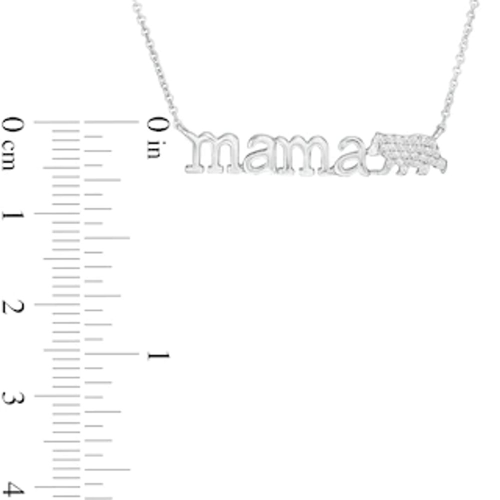 0.05 CT. T.W. Diamond "mama" Bear Necklace in Sterling Silver - 17"|Peoples Jewellers