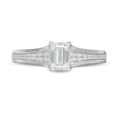 Peoples Private Collection 0.75 CT. T.W. Certified Emerald-Cut Diamond Engagement Ring in 14K White Gold (F/SI2)|Peoples Jewellers